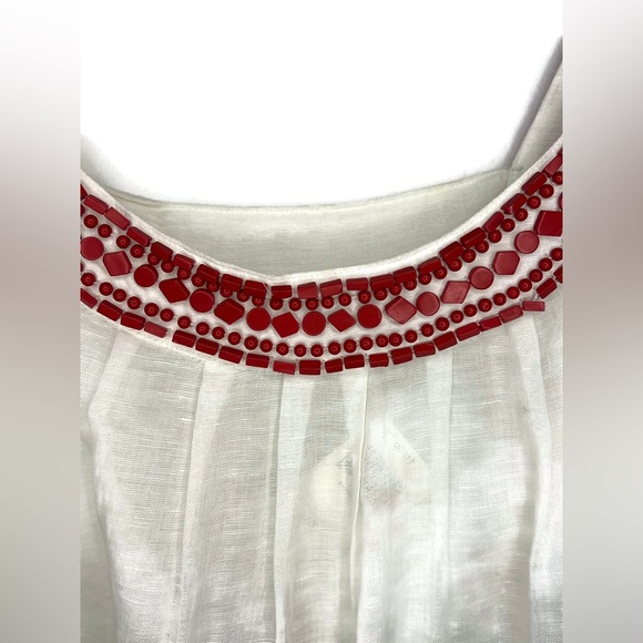 NWT Banana Republic white strapped camisole top, red beaded detailing,size Small - Picture 7 of 14